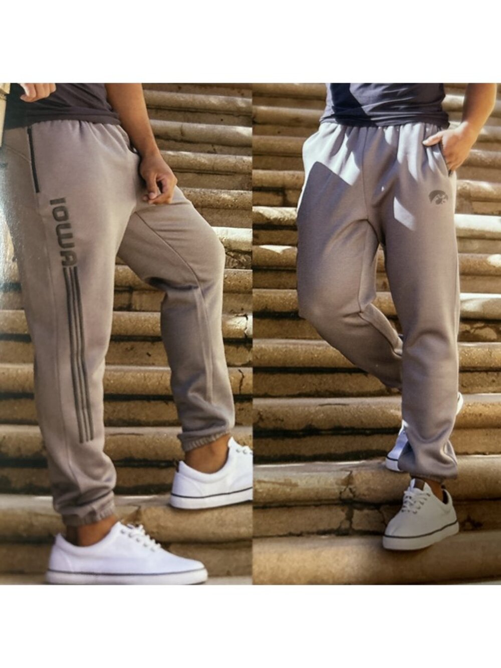 Iowa Hawkeyes Colosseum Pockets Gray Drawstring Jogger Sweatpants Men's L NWOT